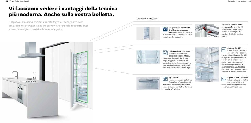 energetica. Allestimenti di alta gamma Gli apparecchi della classe di efficienza energetica A+++ consumano fino al 50 % di corrente in meno rispetto al limite massimo della classe A+.