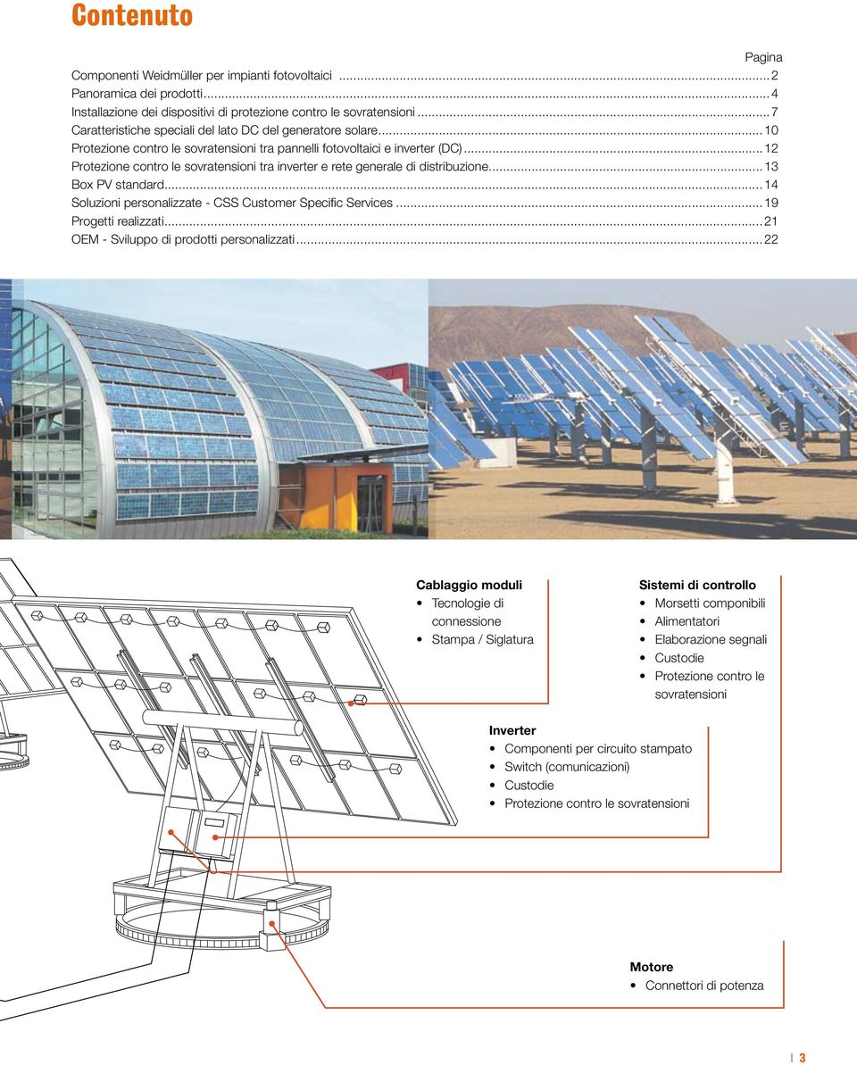 ..12 Protezione contro le sovratensioni tra inverter e rete generale di distribuzione...13 Box PV standard...14 Soluzioni personalizzate - CSS Customer Specific Services...19 Progetti realizzati.