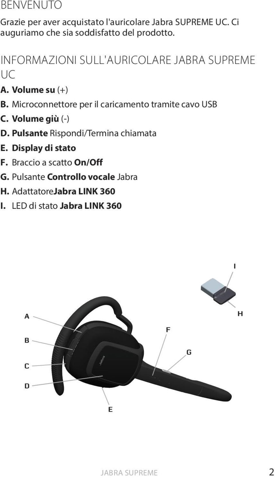 Microconnettore per il caricamento tramite cavo USB C. Volume giù (-) D.