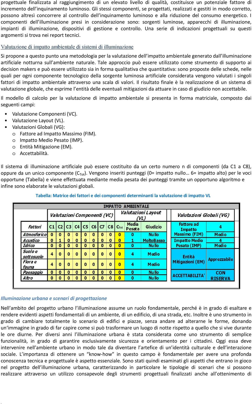 I componenti dell illuminazione presi in considerazione sono: sorgenti luminose, apparecchi di illuminazione, impianti di illuminazione, dispositivi di gestione e controllo.