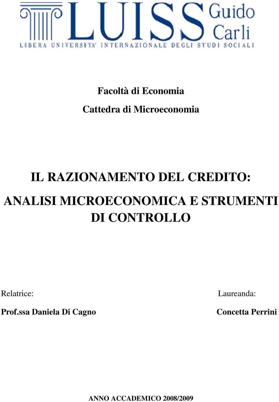 STRUMENTI DI CONTROLLO Relatrice: Prof.