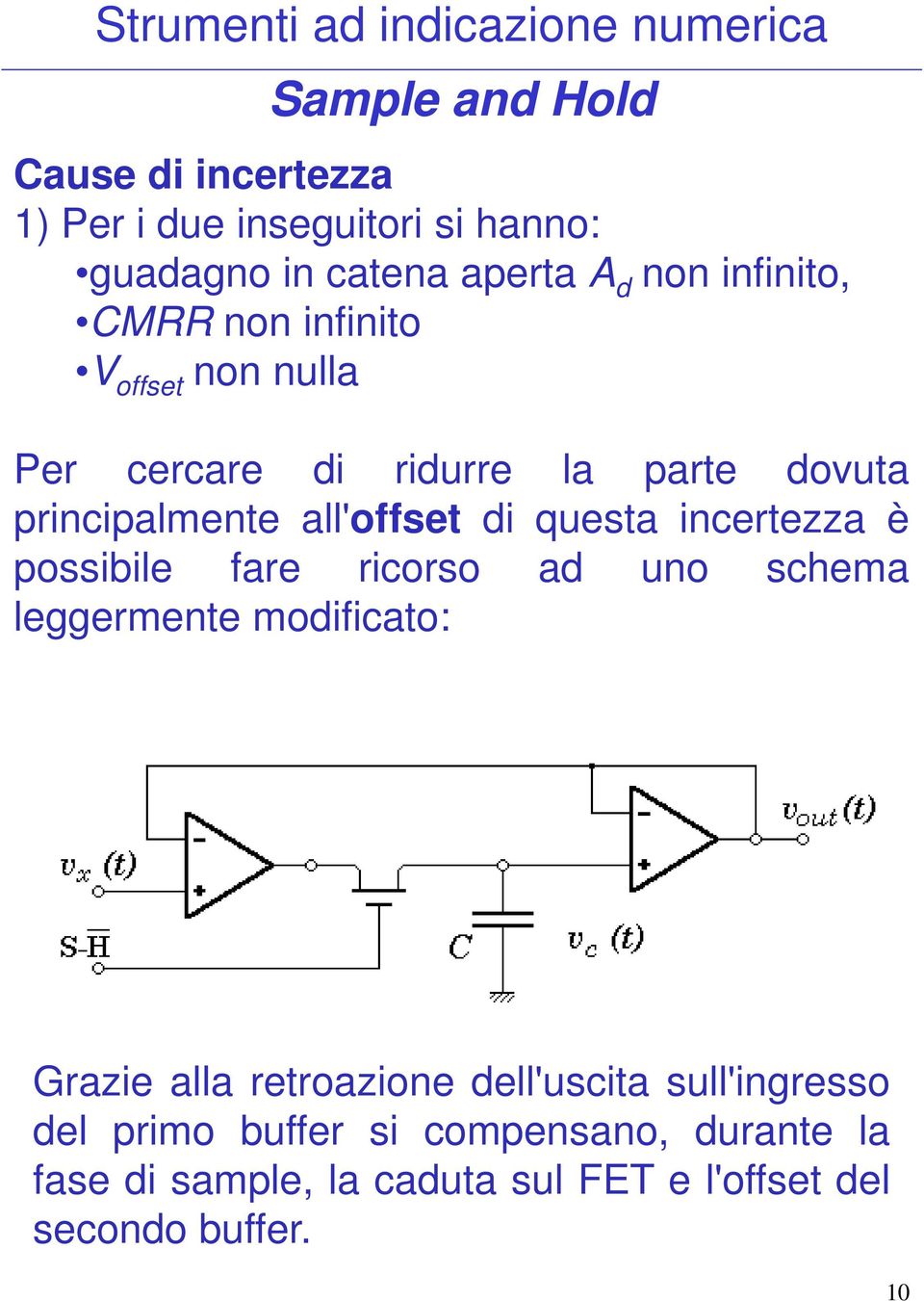 incertezza è possibile fare ricorso ad uno schema leggermente modificato: Grazie alla retroazione dell'uscita