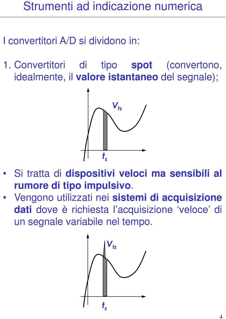 V ts t s Si tratta di dispositivi veloci ma sensibili al rumore di tipo impulsivo.