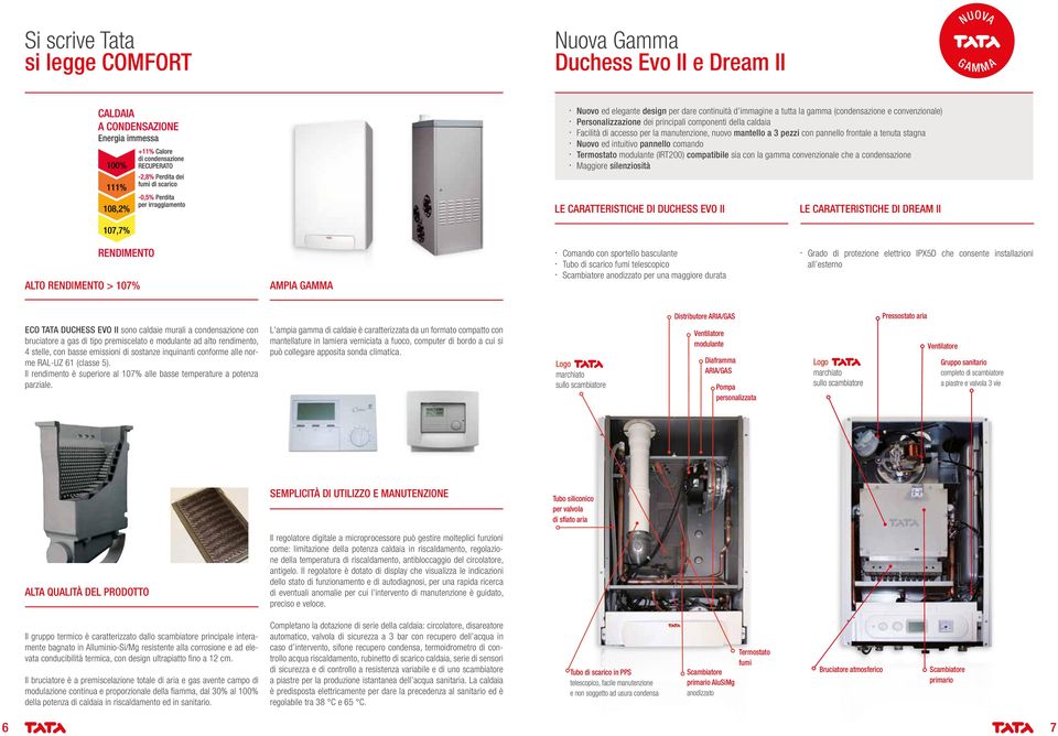 Termostato modulante (IRT200) compatibile sia con la gamma convenzionale che a condensazione Maggiore silenziosità le caratteristiche di duchess EVO II le caratteristiche di dream ii ALTO RENDIMENTO