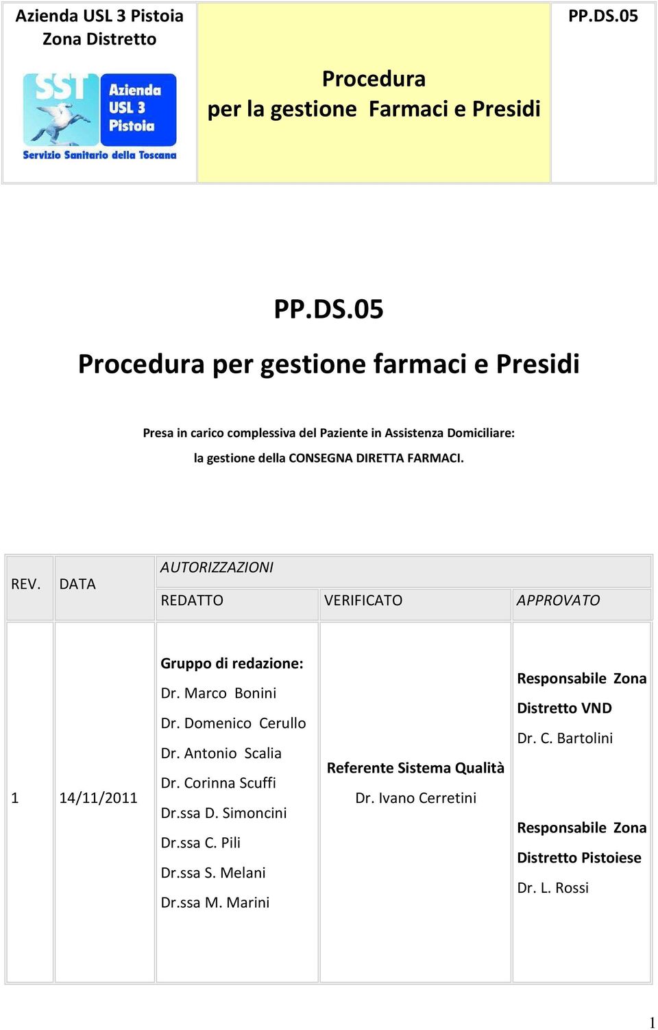 Domenico Cerullo Dr. Antonio Scalia Dr. Corinna Scuffi Dr.ssa D. Simoncini Dr.ssa C. Pili Dr.ssa S. Melani Dr.ssa M.