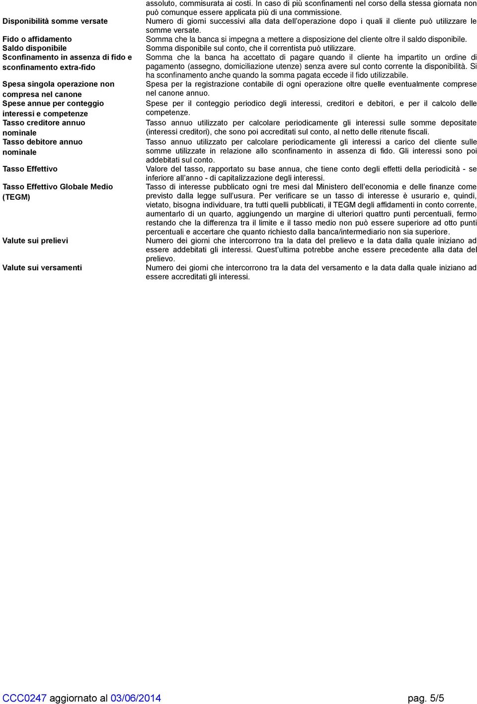 commisurata ai costi. In caso di più sconfinamenti nel corso della stessa giornata non può comunque essere applicata più di una commissione.