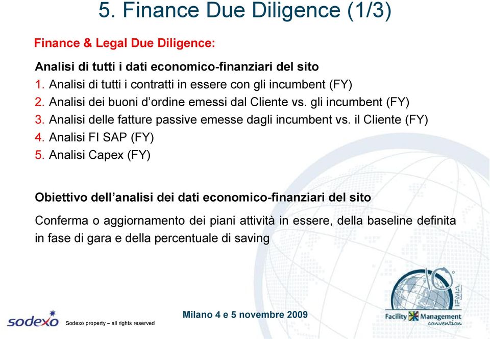 Analisi delle fatture passive emesse dagli incumbent vs. il Cliente (FY) 4. Analisi FI SAP (FY) 5.