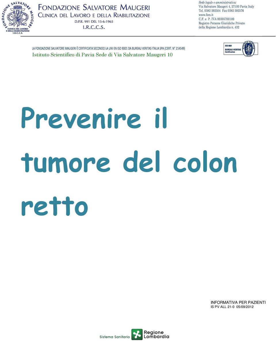 tumore del colon retto INFORMATIVA