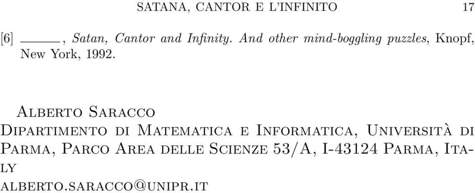 Alberto Saracco Dipartimento di Matematica e Informatica, Università