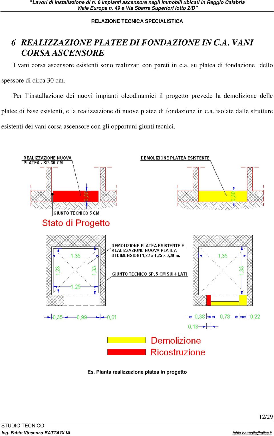 Per l installazione dei nuovi impianti oleodinamici il progetto prevede la demolizione delle platee di base esistenti, e la