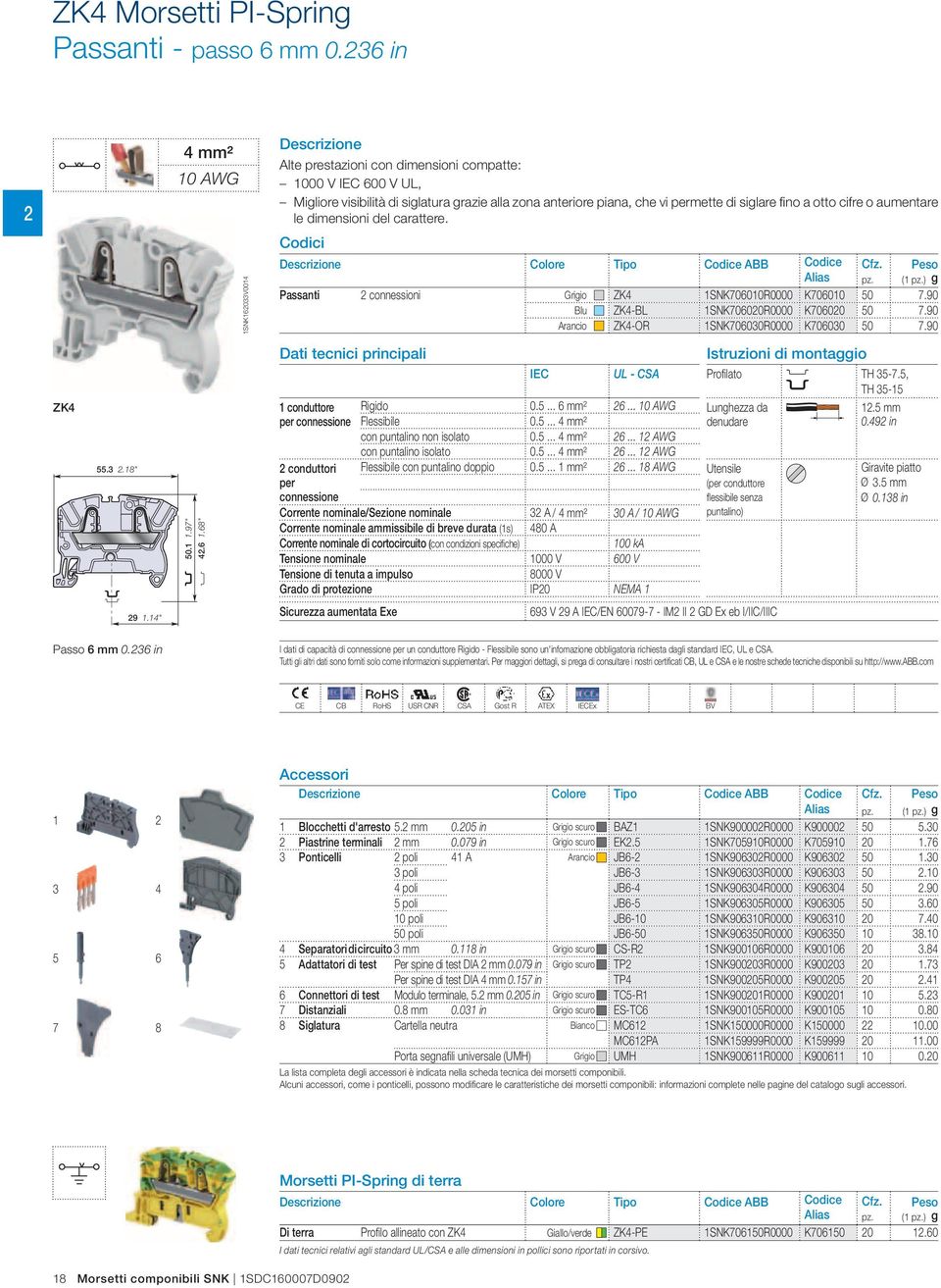 otto cifre o aumentare le dimensioni del carattere. Passanti 2 connessioni Grigio ZK4 1SNK706010R0000 K706010 50 7.90 Blu ZK4-BL 1SNK706020R0000 K706020 50 7.