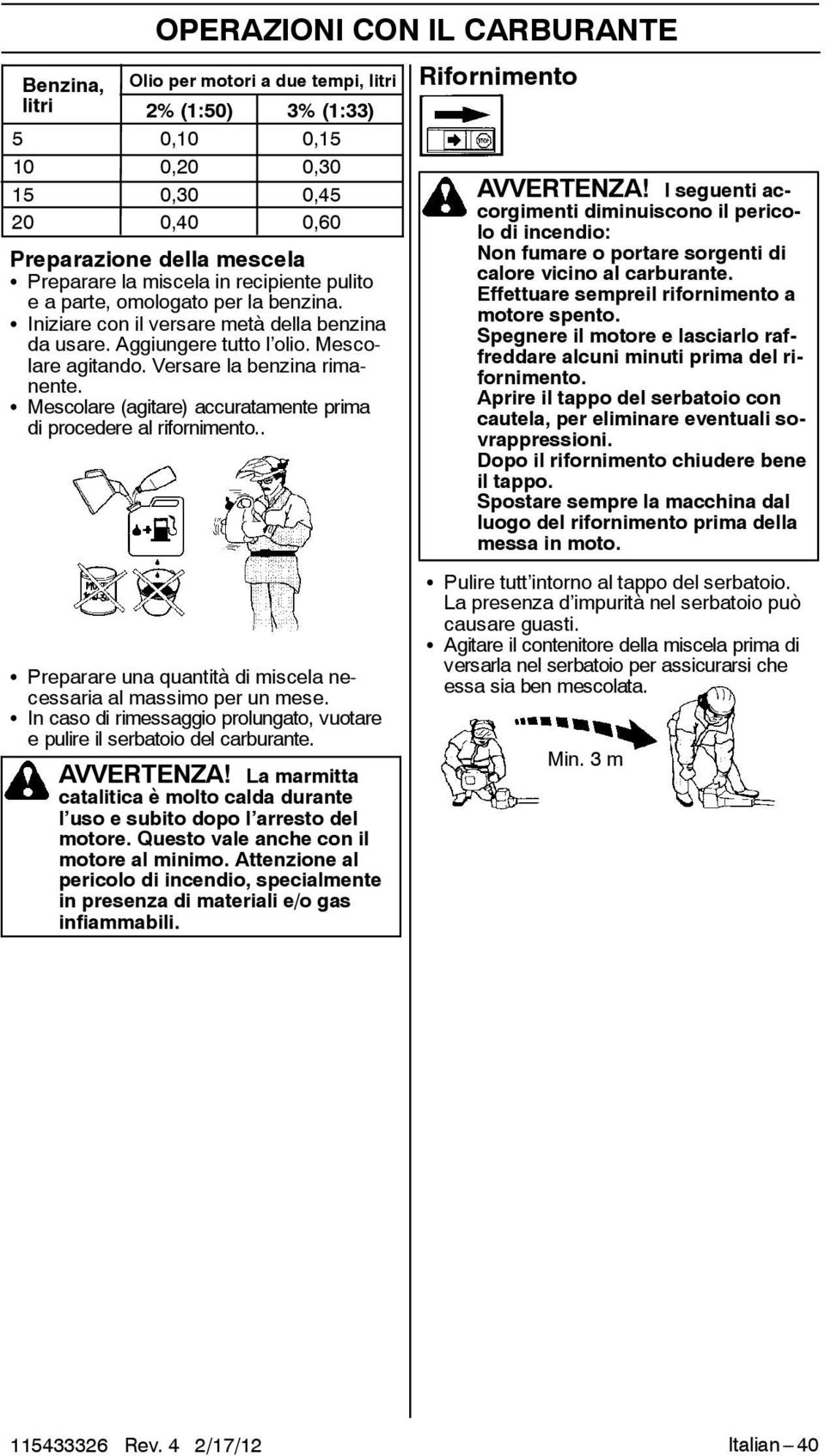 S Mescolare (agitare) accuratamente prima di procedere al rifornimento.. S Preparare una quantità di miscela necessaria al massimo per un mese.