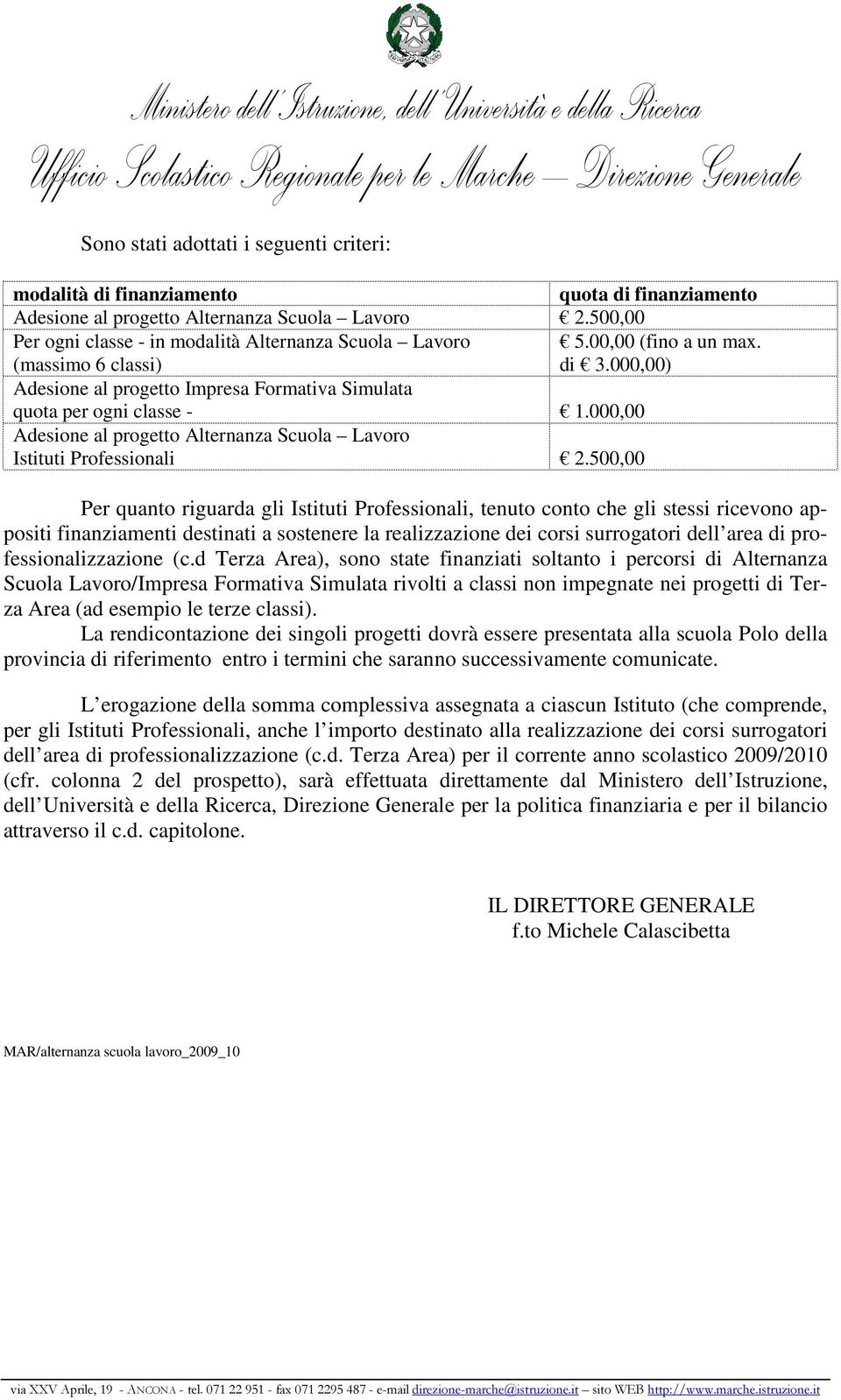 000,00) Adesione al progetto Impresa Formativa Simulata quota per ogni classe - 1.000,00 Adesione al progetto Alternanza Scuola Lavoro Istituti Professionali 2.