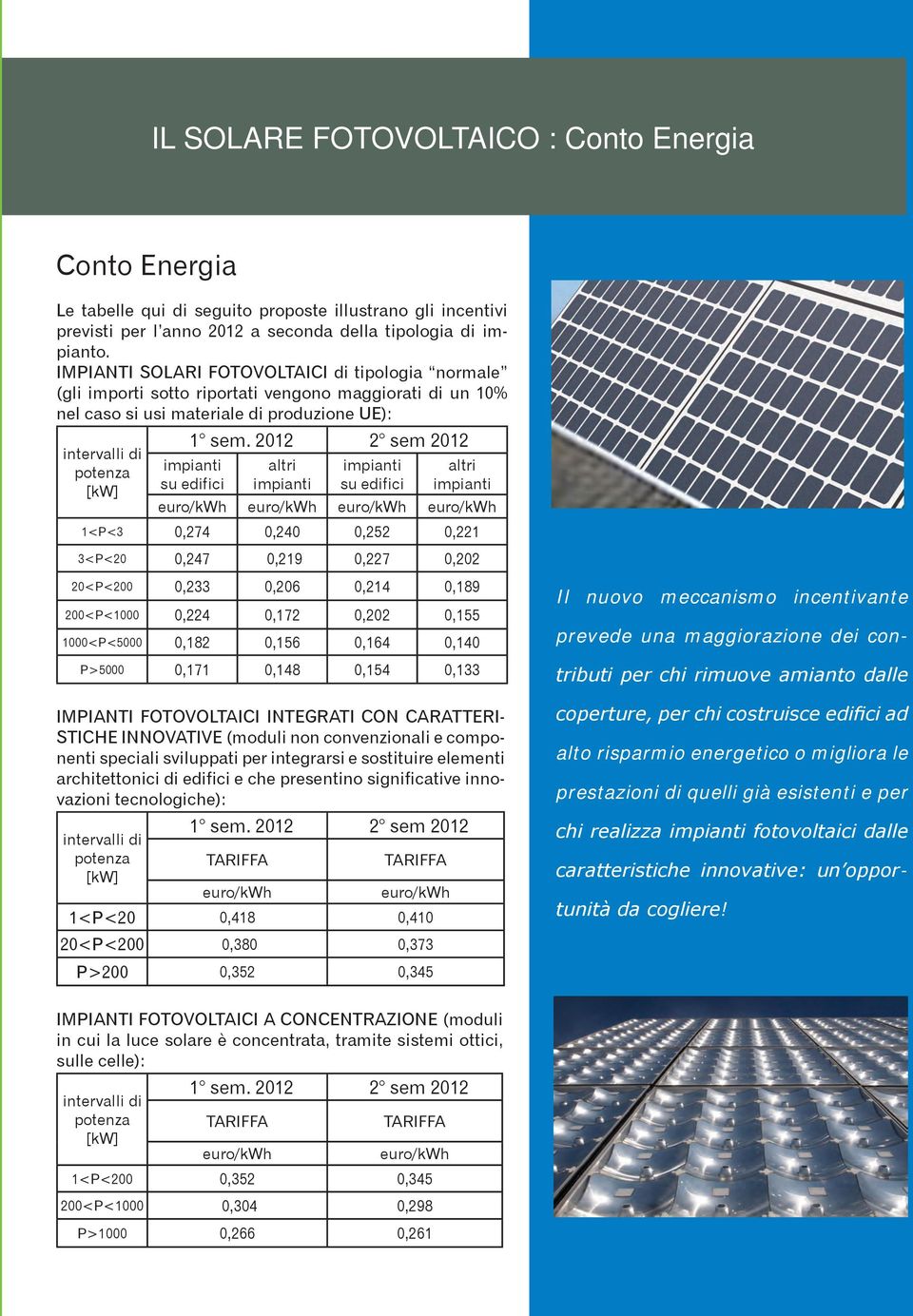 2012 2 sem 2012 impianti su edifici altri impianti impianti su edifici altri impianti euro/kwh euro/kwh euro/kwh euro/kwh 1<P<3 0,274 0,240 0,252 0,221 3<P<20 0,247 0,219 0,227 0,202 20<P<200 0,233