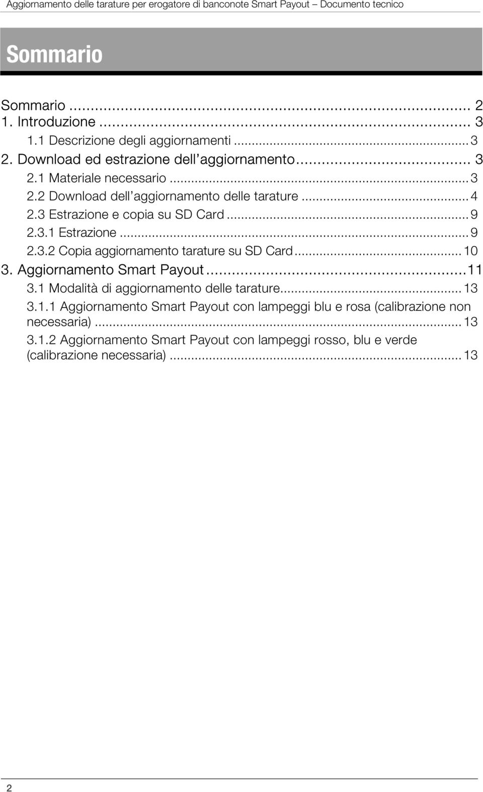 ..9 2.3.2 Copia aggiornamento tarature su SD Card...10 3. Aggiornamento Smart Payout...11 3.1 Modalità di aggiornamento delle tarature...13 3.1.1 Aggiornamento Smart Payout con lampeggi blu e rosa (calibrazione non necessaria).