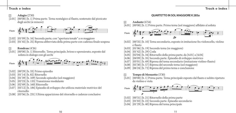 Primo tema (sol maggiore) affidato al solista [2.02] [01 09] [b. 16] Seconda parte, con apertura tonale a re maggiore [2.03] [01 45] [b.