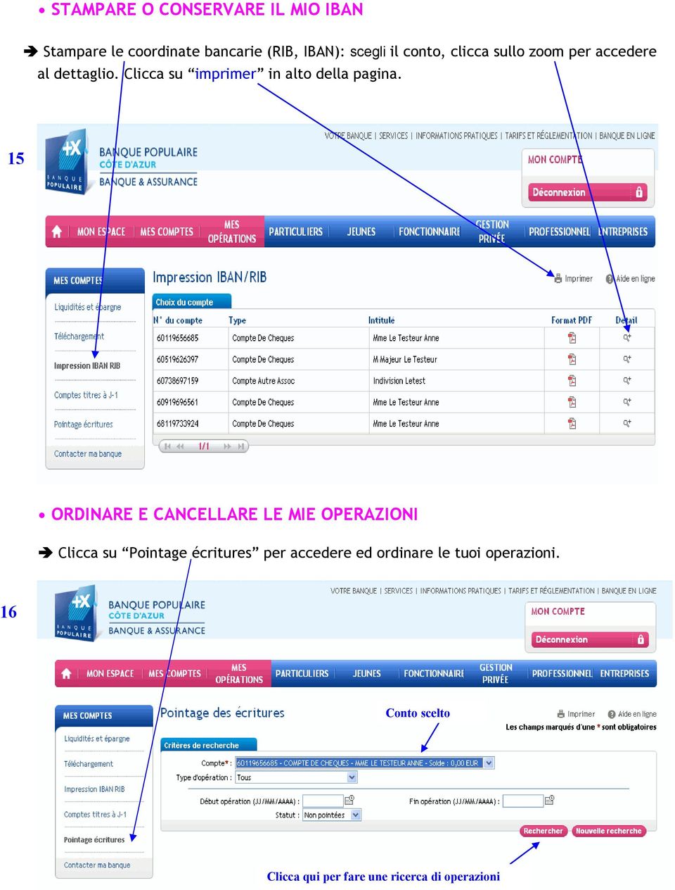 Clicca su imprimer in alto della pagina.