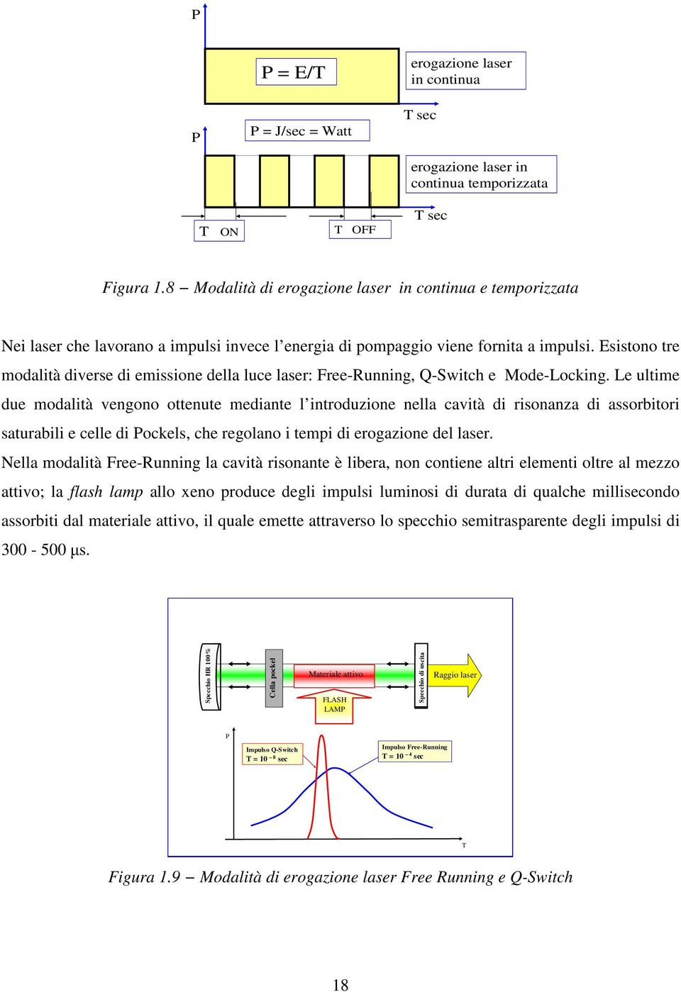 Esistono tre modalità diverse di emissione della luce laser: Free-Running, Q-Switch e Mode-Locking.