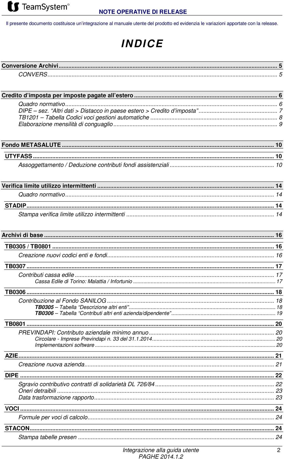 .. 8 Elaborazione mensilità di conguaglio... 9 Fondo METASALUTE... 10 UTYFASS... 10 Assoggettamento / Deduzione contributi fondi assistenziali... 10 Verifica limite utilizzo intermittenti.