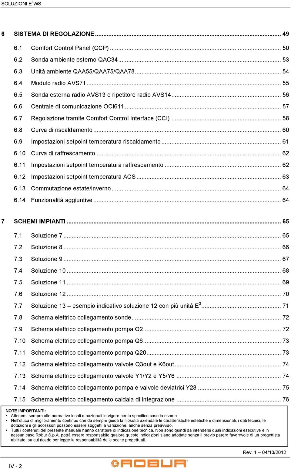 9 Impostazioni setpoint temperatura riscaldamento... 61 6.10 Curva di raffrescamento... 62 6.11 Impostazioni setpoint temperatura raffrescamento... 62 6.12 Impostazioni setpoint temperatura ACS... 63 6.