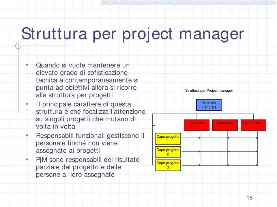 volta Responsabili funzionali gestiscono il personale finché non viene assegnato ai progetti PjM sono responsabili del risultato parziale del progetto e