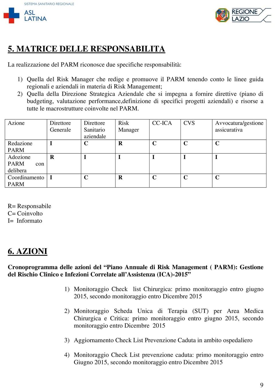 progetti aziendali) e risorse a tutte le macrostrutture coinvolte nel PARM.