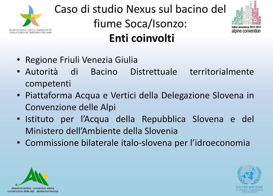 della Delegazione Slovena in Convenzione delle Alpi Istituto per l Acqua della Repubblica