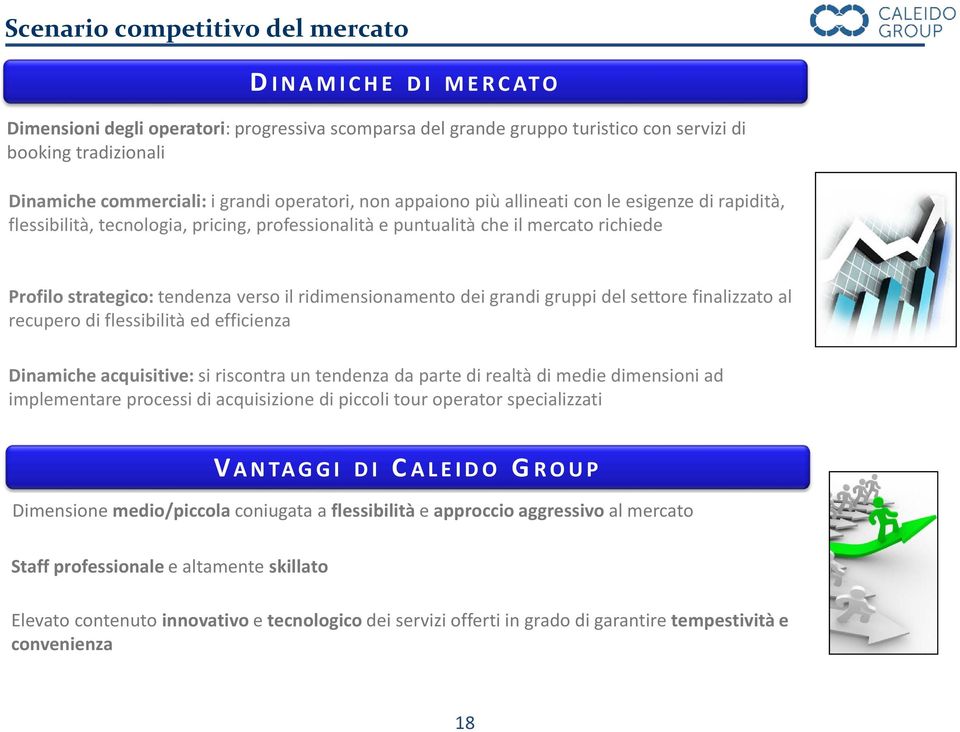 ridimensionamento dei grandi gruppi del settore finalizzato al recupero di flessibilità ed efficienza Dinamiche acquisitive: si riscontra un tendenza da parte di realtà di medie dimensioni ad