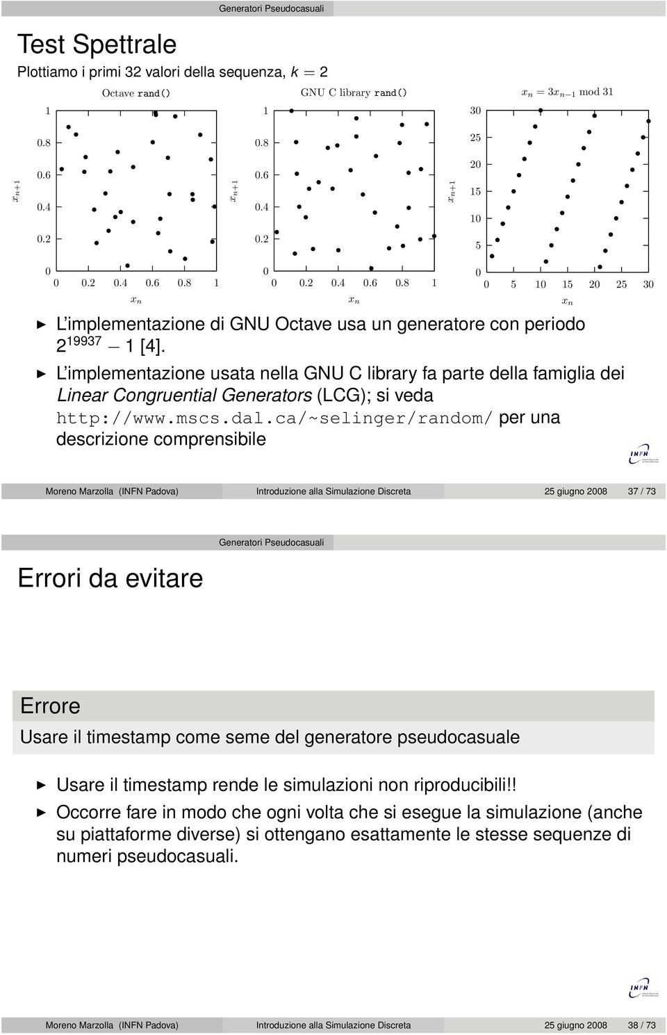 L implementazione usata nella GNU C library fa parte della famiglia dei Linear Congruential Generators (LCG); si veda http://www.mscs.dal.