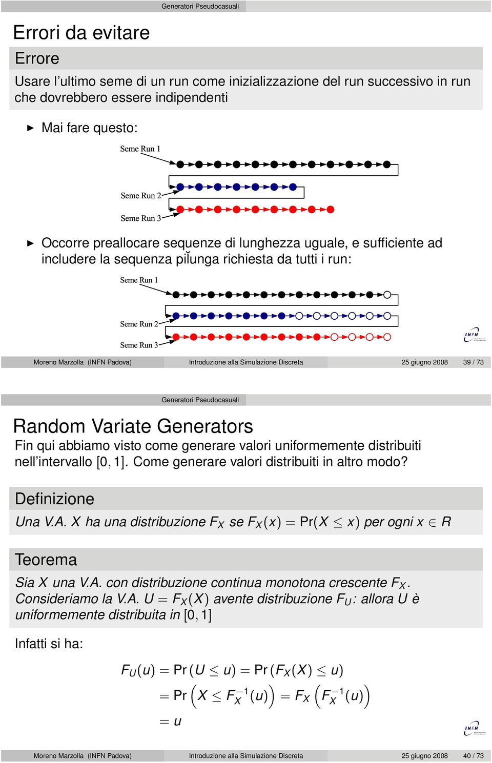 Generatori Pseudocasuali Random Variate Generators Fin qui abbiamo visto come generare valori uniformemente distribuiti nell intervallo [0, 1]. Come generare valori distribuiti in altro modo?