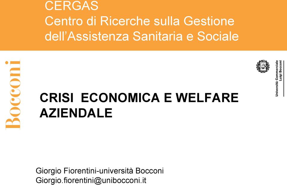 ECONOMICA E WELFARE AZIENDALE Giorgio