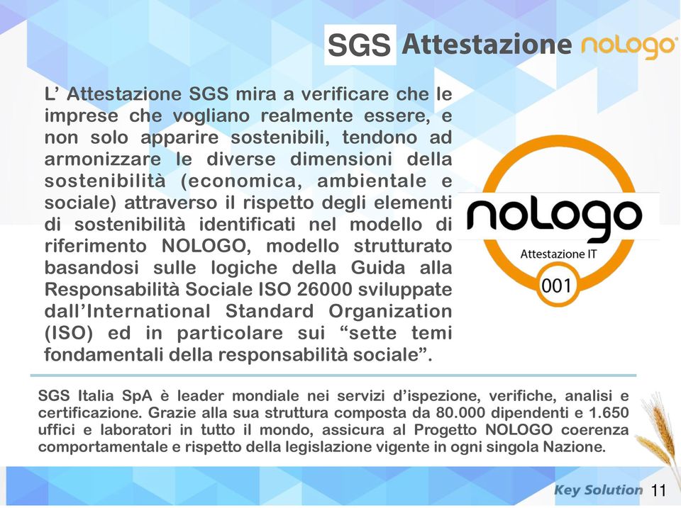 Responsabilità Sociale ISO 26000 sviluppate dall International Standard Organization (ISO) ed in particolare sui sette temi fondamentali della responsabilità sociale.