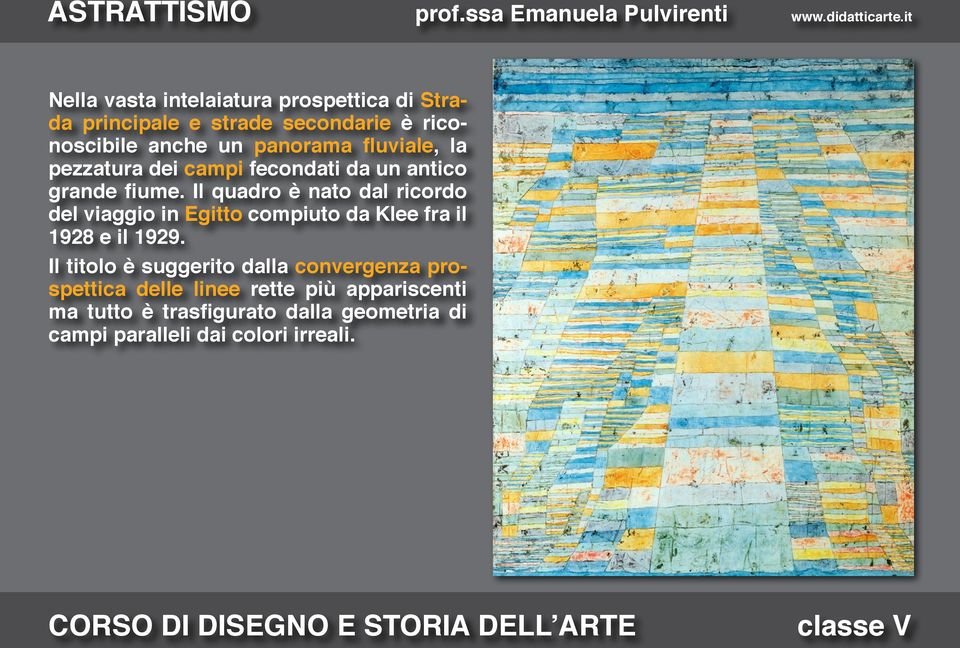 Il quadro è nato dal ricordo del viaggio in Egitto compiuto da Klee fra il 1928 e il 1929.