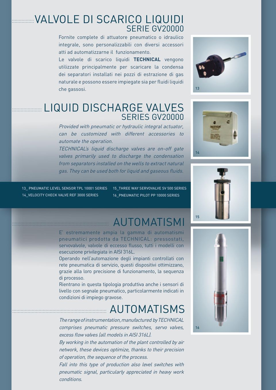 per fluidi liquidi che gassosi. LIQUID DISCHARGE VALVES SERIES GV20000 Provided with pneumatic or hydraulic integral actuator, can be customized with different accessories to automate the operation.