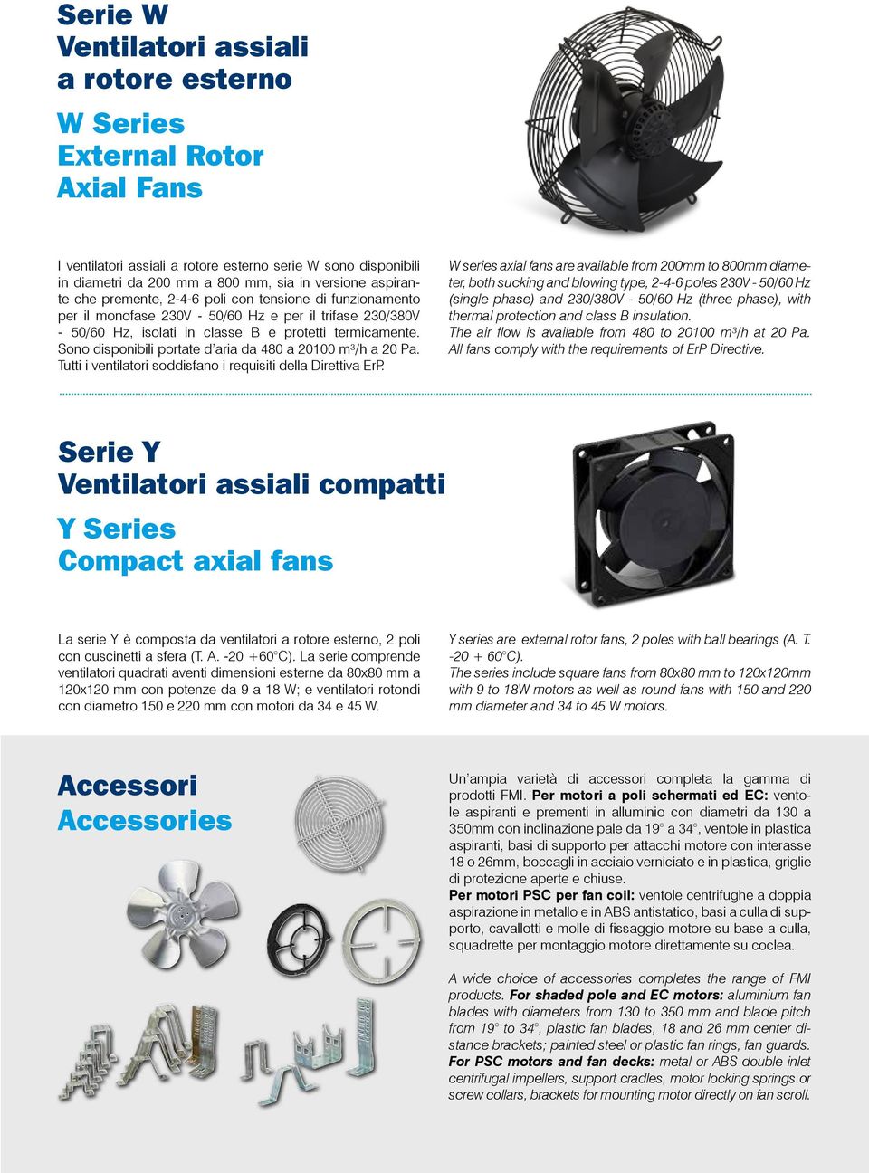 Sono disponibili portate d aria da 480 a 20100 m³/h a 20 Pa. Tutti i ventilatori soddisfano i requisiti della Direttiva ErP.