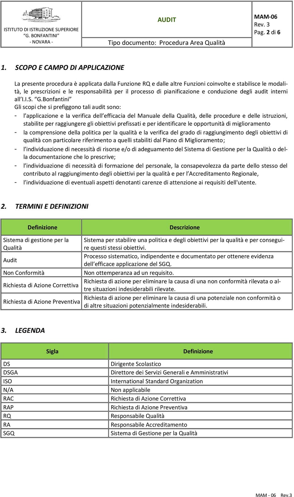 pianificazione e conduzione degli audit interni all I.I.S. G.