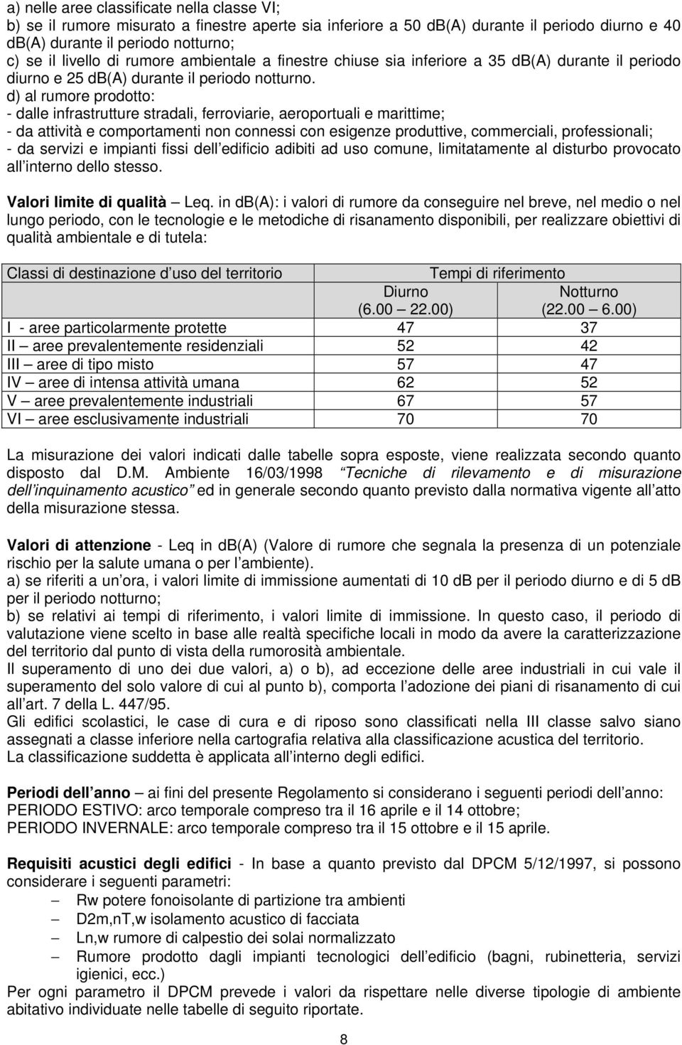 d) al rumore prodotto: - dalle infrastrutture stradali, ferroviarie, aeroportuali e marittime; - da attività e comportamenti non connessi con esigenze produttive, commerciali, professionali; - da