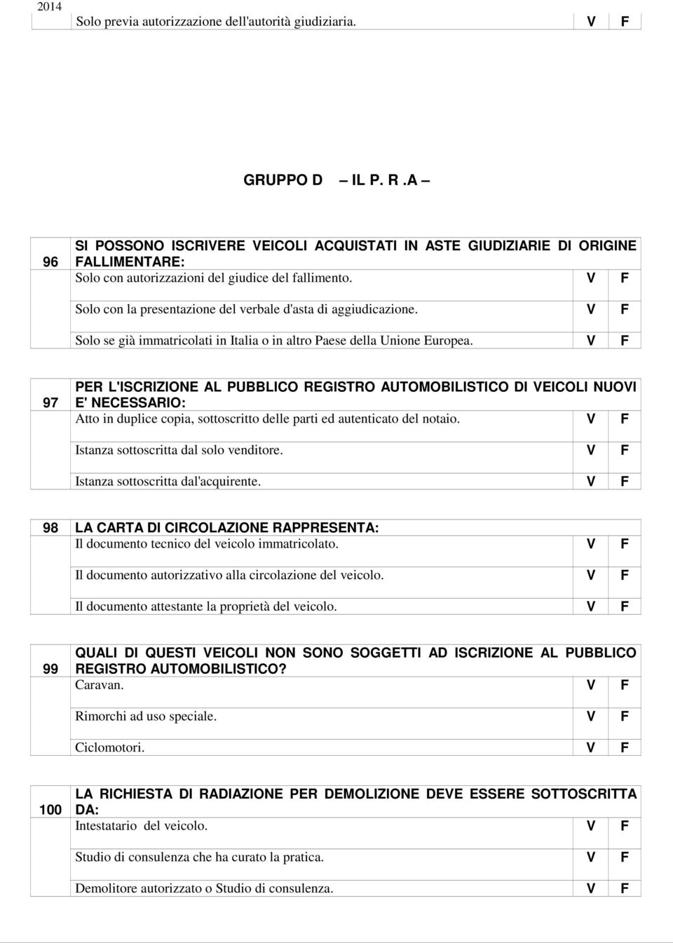 97 PER L'ISCRIZIONE AL PUBBLICO REGISTRO AUTOMOBILISTICO DI EICOLI NUOI E' NECESSARIO: Atto in duplice copia, sottoscritto delle parti ed autenticato del notaio.