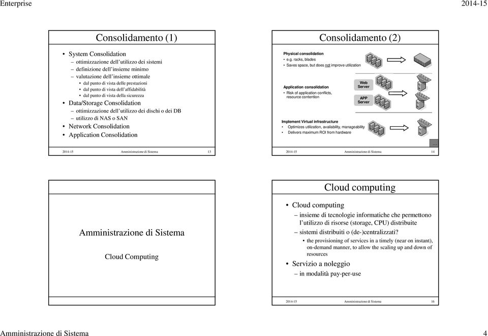 Consolidation Physical consolidation e.g.