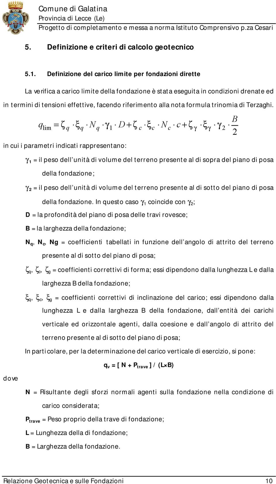 nota formula trinomia di Terzaghi.