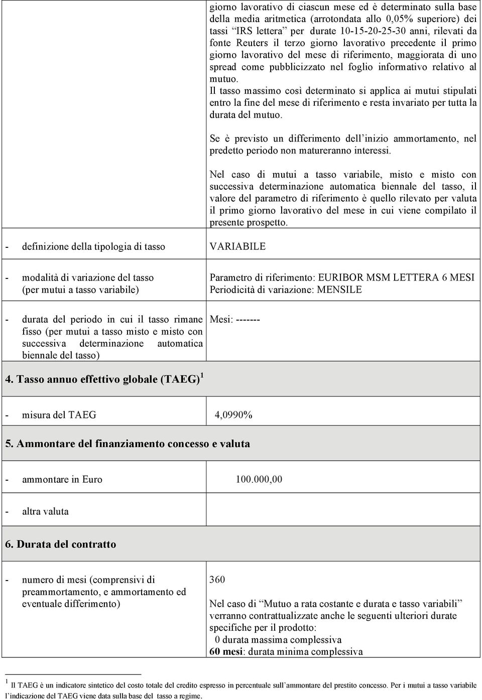 informativo relativo al mutuo. Il tasso massimo così determinato si applica ai mutui stipulati entro la fine del mese di riferimento e resta invariato per tutta la durata del mutuo.