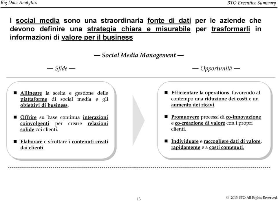 Offrire su base continua interazioni coinvolgenti per creare relazioni solide coi clienti. Elaborare e sfruttare i contenuti creati dai clienti.