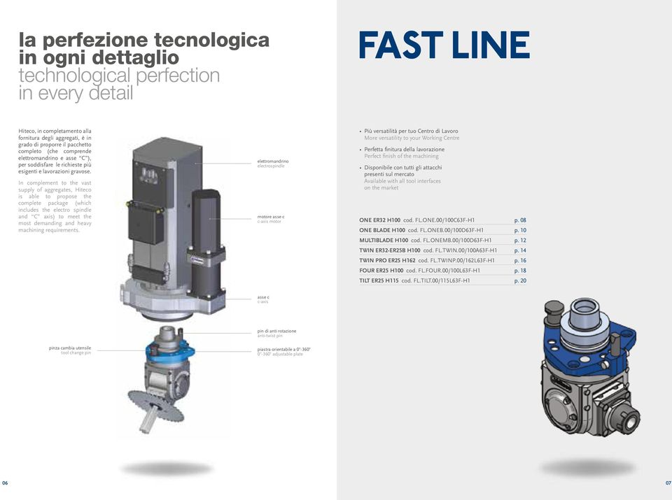 In complement to the vast supply of aggregates, Hiteco is able to propose the complete package (which includes the electro spindle and C axis) to meet the most demanding and heavy machining