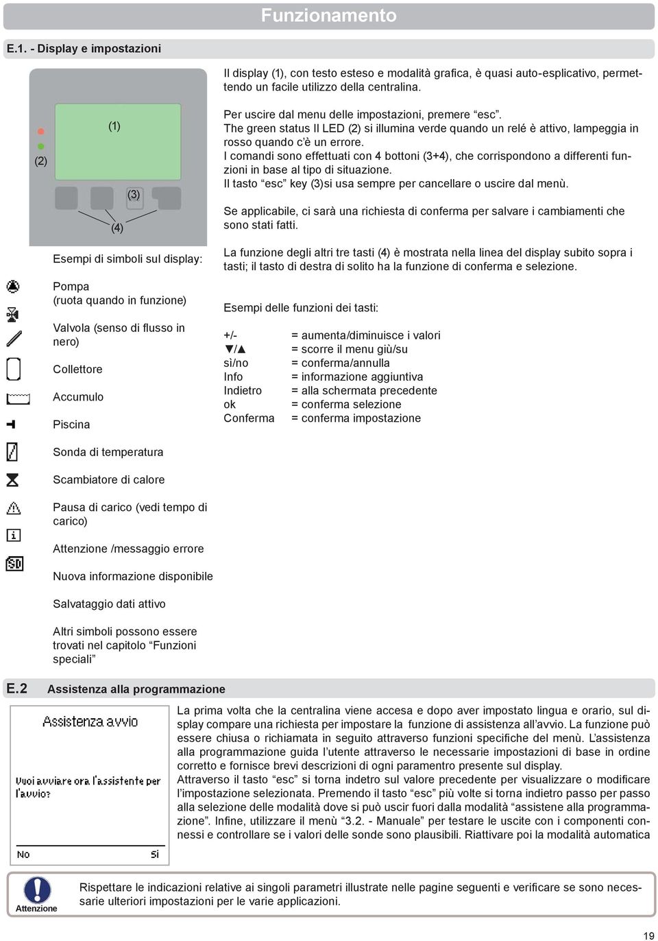 carico (vedi tempo di carico) /messaggio errore Nuova informazione disponibile Salvataggio dati attivo Altri simboli possono essere trovati nel capitolo Funzioni speciali Il display (1), con testo