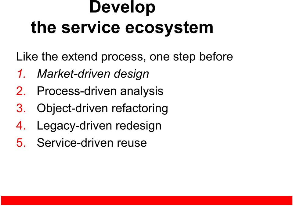Market-driven design 2. Process-driven analysis 3.
