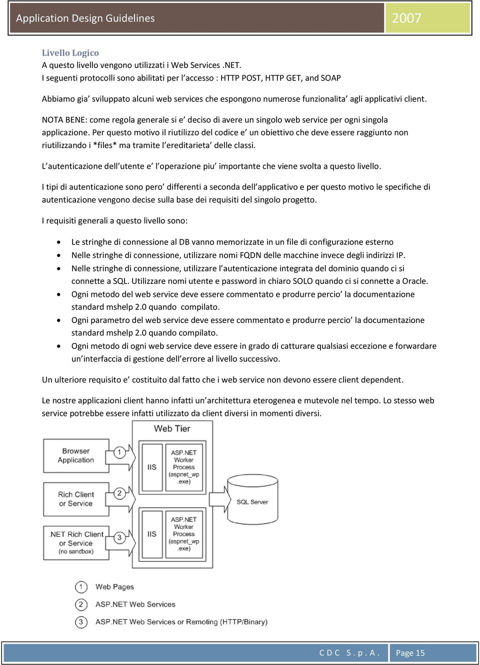 NOTA BENE: come regola generale si e deciso di avere un singolo web service per ogni singola applicazione.