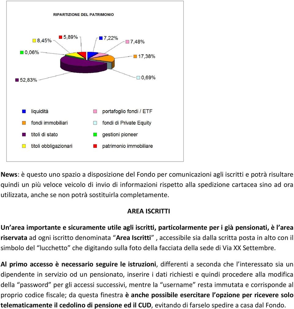 AREA ISCRITTI Un area importante e sicuramente utile agli iscritti, particolarmente per i già pensionati, è l area riservata ad ogni iscritto denominata Area Iscritti, accessibile sia dalla scritta