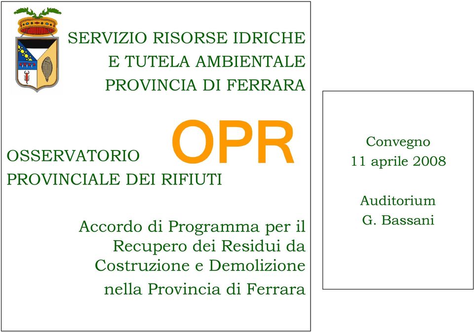 Programma per il Recupero dei Residui da Costruzione e