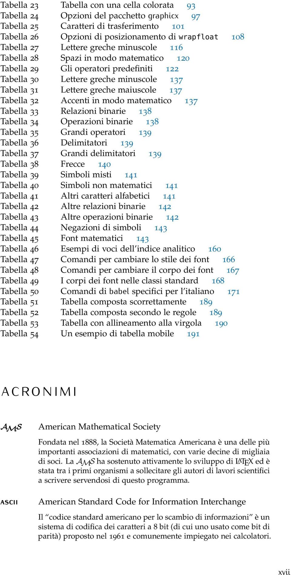 32 Accenti in modo matematico 137 Tabella 33 Relazioni binarie 138 Tabella 34 Operazioni binarie 138 Tabella 35 Grandi operatori 139 Tabella 36 Delimitatori 139 Tabella 37 Grandi delimitatori 139