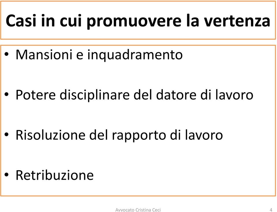 datore di lavoro Risoluzione del rapporto